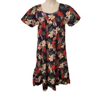 New Horizons Hawaiian Floral Dress L Muu Muu Summer Cruise Vacation USA